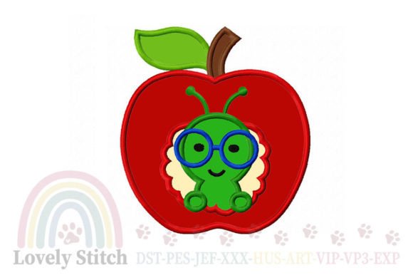 Apple Worm Applique: A Charming Design for Embroidery