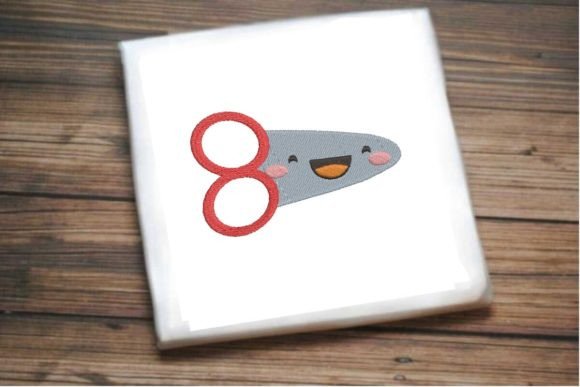 Charming Smiling Scissors Embroidery Design
