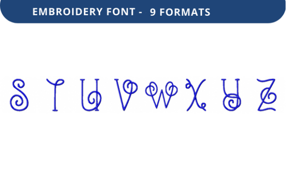 Elegant Vine Nouveau Font S to Z for Embroidery